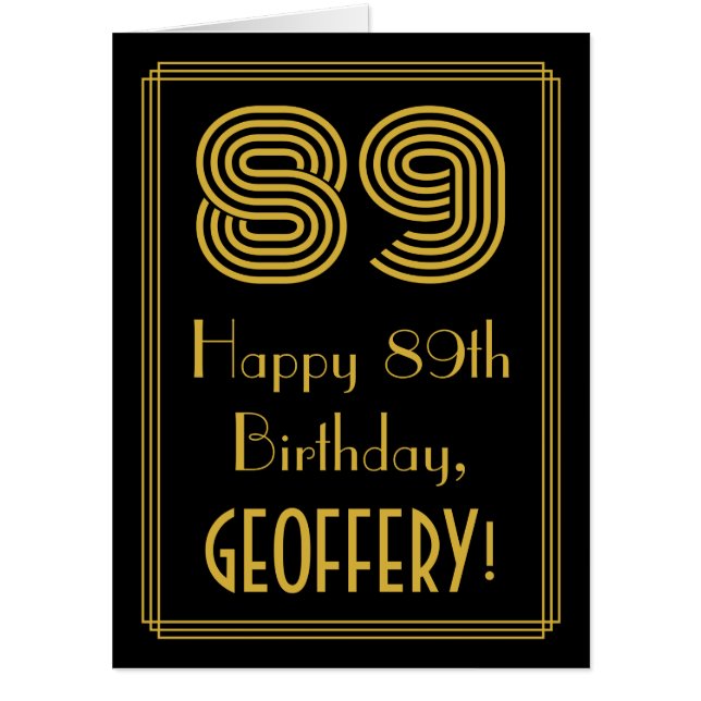 89th Birthday: Art Deco Inspired Look “89” + Name Card (Front)
