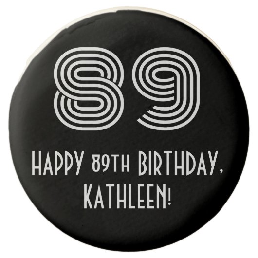 89th Birthday - Art Deco Inspired Look "89", Name Chocolate Covered Oreo (Front)