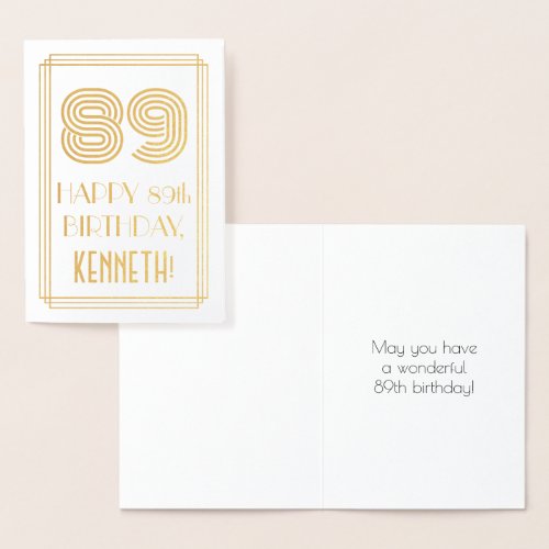 89th Birthday _ Art Deco Inspired Look 89  Name Foil Card