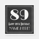 [ Thumbnail: 89th Birthday ~ Art Deco Inspired Look "89", Name Napkins ]