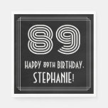 [ Thumbnail: 89th Birthday: Art Deco Inspired Look "89" + Name Napkins ]