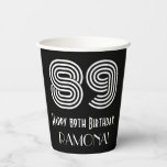 [ Thumbnail: 89th Birthday — Art Deco Inspired Look “89” + Name Paper Cups ]