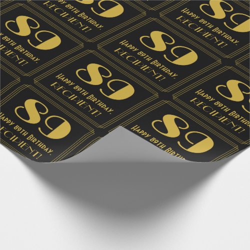 89th Birthday  Art Deco Inspired Look 89 Name Wrapping Paper
