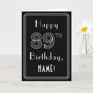 89th Birthday: Art Deco Style # 89 & Custom Name Card