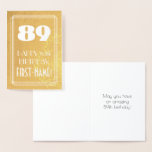 [ Thumbnail: 89th Birthday ~ Art Deco Style "89" & Custom Name Foil Card ]