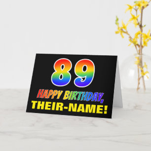 89th Birthday: Bold, Fun, Simple, Rainbow 89 Card