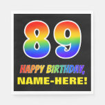[ Thumbnail: 89th Birthday: Bold, Fun, Simple, Rainbow 89 Napkins ]
