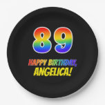 [ Thumbnail: 89th Birthday: Bold, Fun, Simple, Rainbow 89 Paper Plates ]