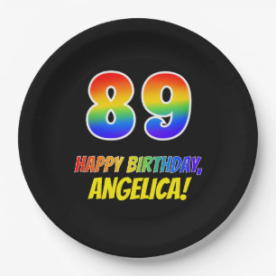 89th Birthday: Bold, Fun, Simple, Rainbow 89 Paper Plates