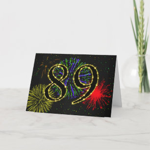 89th Birthday card with fireworks