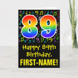 [ Thumbnail: 89th Birthday: Colorful Music Symbols + Rainbow 89 Card ]