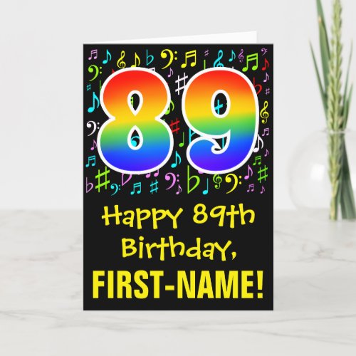 89th Birthday Colorful Music Symbols  Rainbow 89 Card