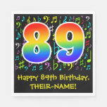 [ Thumbnail: 89th Birthday - Colorful Music Symbols, Rainbow 89 Napkins ]