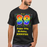 [ Thumbnail: 89th Birthday: Colorful Music Symbols, Rainbow 89 T-Shirt ]