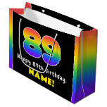 [ Thumbnail: 89th Birthday: Colorful Rainbow # 89, Custom Name Gift Bag ]