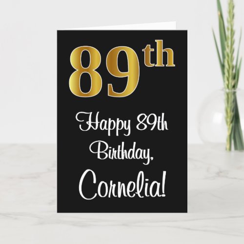 89th Birthday  Elegant Luxurious Faux Gold Look  Card