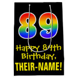 [ Thumbnail: 89th Birthday: Fun, Bold, Colorful, Rainbow "89" Gift Bag ]