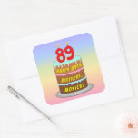 [ Thumbnail: 89th Birthday: Fun Cake and Candles + Custom Name Sticker ]