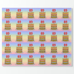 [ Thumbnail: 89th Birthday: Fun Cake and Candles + Custom Name Wrapping Paper ]