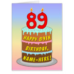[ Thumbnail: 89th Birthday: Fun Cake & Candles, W/ Custom Name Card ]