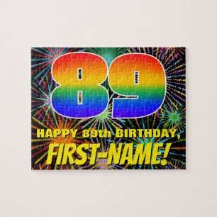 89th Birthday: Fun, Colorful Celebratory Fireworks Jigsaw Puzzle