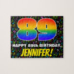 [ Thumbnail: 89th Birthday — Fun, Colorful Music Symbols & “89” Jigsaw Puzzle ]