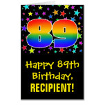 [ Thumbnail: 89th Birthday: Fun, Colorful Stars + Rainbow # 89 Card ]