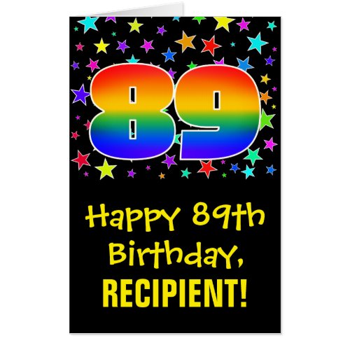 89th Birthday Fun Colorful Stars  Rainbow  89 Card