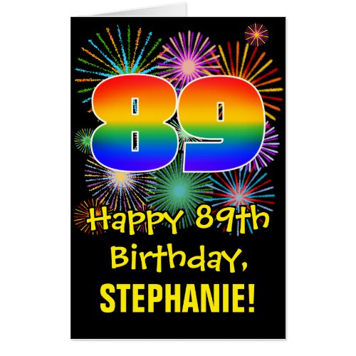 89th Birthday Fun Fireworks Pattern  Rainbow 89 Card