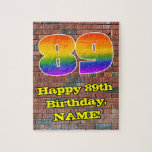 [ Thumbnail: 89th Birthday: Fun Graffiti-Inspired Rainbow 89 Jigsaw Puzzle ]