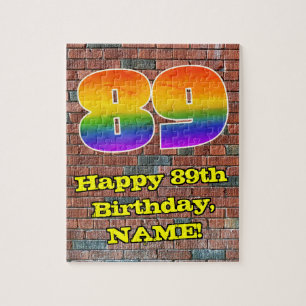 89th Birthday: Fun Graffiti-Inspired Rainbow 89 Jigsaw Puzzle