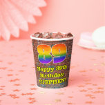 [ Thumbnail: 89th Birthday: Fun Graffiti-Inspired Rainbow 89 Paper Cups ]