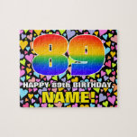 [ Thumbnail: 89th Birthday — Fun, Loving Heart Shapes + “89” Jigsaw Puzzle ]