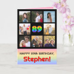 [ Thumbnail: 89th Birthday: Fun Rainbow #, Custom Photos + Name Card ]