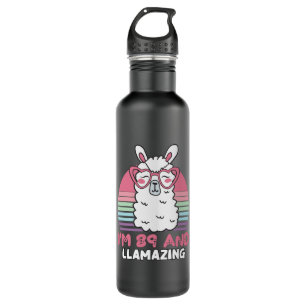 89th Birthday Llamazing Llama 89 Year Old Birthday Stainless Steel Water Bottle