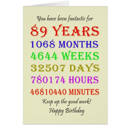 89th Birthday Milestones