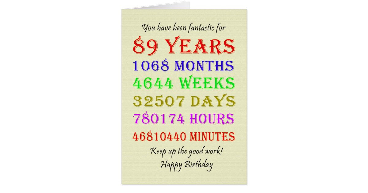 89th Birthday Milestones Zazzle