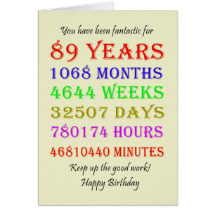 89th Birthday Milestones Cards