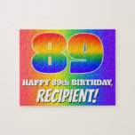 [ Thumbnail: 89th Birthday — Multicolored Rainbow Pattern “89” Jigsaw Puzzle ]