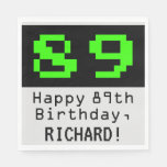 [ Thumbnail: 89th Birthday - Nerdy / Geeky Style "89" & Name Napkins ]