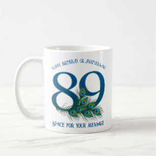 89th Birthday Or Anniversary Peacock Feather Coffee Mug