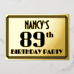 [ Thumbnail: 89th Birthday Party: Art Deco Look “89” and Name Invitation ]