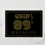 [ Thumbnail: 89th Birthday Party — Art Deco Style “89” + Name Invitation ]