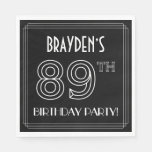 [ Thumbnail: 89th Birthday Party: Art Deco Style + Custom Name Napkins ]