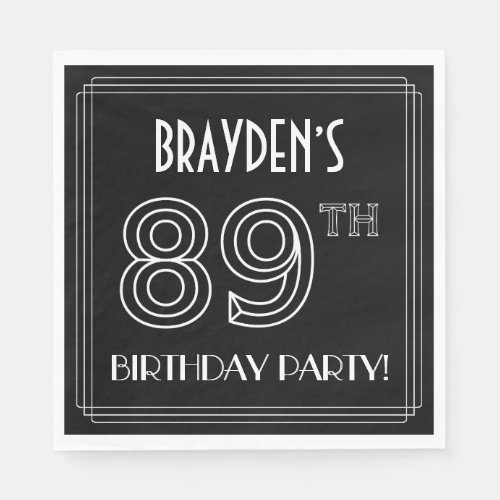 89th Birthday Party Art Deco Style  Custom Name Napkins