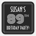 [ Thumbnail: 89th Birthday Party: Art Deco Style & Custom Name Sticker ]