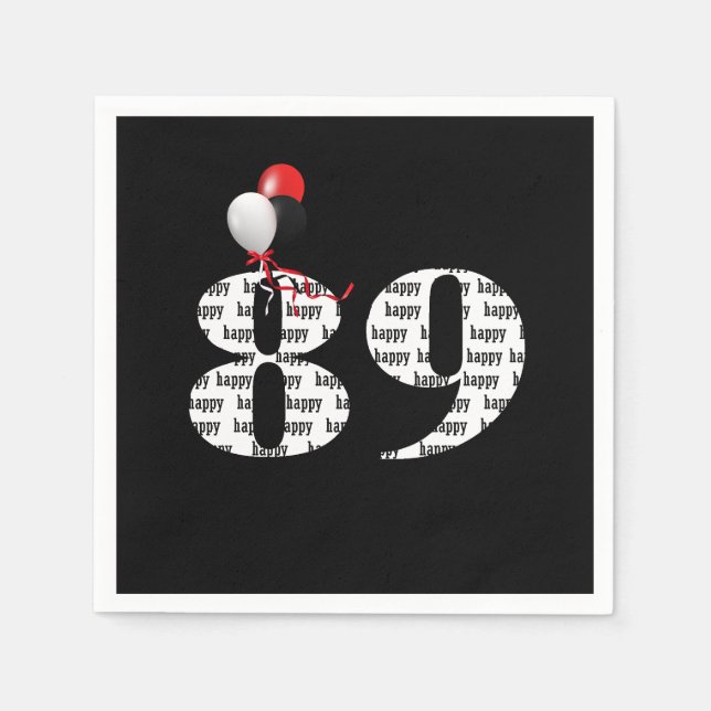 89th Birthday party balloons Napkins (Front)