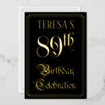 [ Thumbnail: 89th Birthday Party — Fancy Script & Custom Name Invitation ]