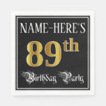 [ Thumbnail: 89th Birthday Party — Fancy Script, Faux Gold Look Napkins ]