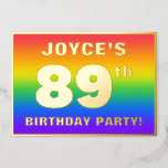 [ Thumbnail: 89th Birthday Party: Fun, Colorful Rainbow Pattern Invitation ]